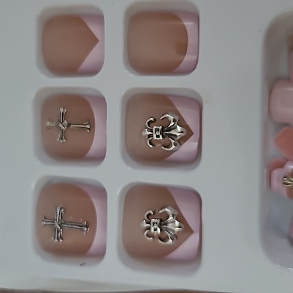 3D Cross French Pedicure Press on Toenails - Picture 13 of 17